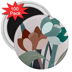 Flowers Plants Leaves Foliage 3  Magnets (100 Pack) by Grandong