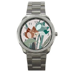 Flowers Plants Leaves Foliage Sport Metal Watch by Grandong