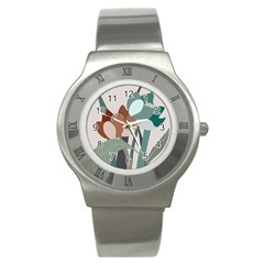 Flowers Plants Leaves Foliage Stainless Steel Watch by Grandong