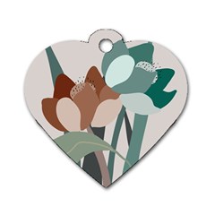 Flowers Plants Leaves Foliage Dog Tag Heart (one Side) by Grandong