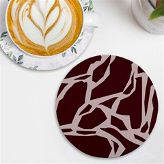 Cracked Pattern Boho Art Design Uv Print Round Tile Coaster by Grandong