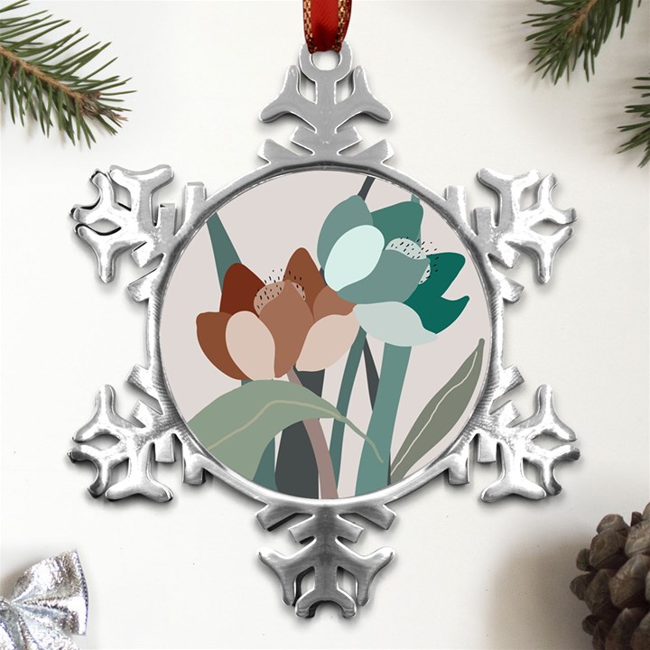 Flowers Plants Leaves Foliage Metal Small Snowflake Ornament