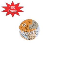 Doodle Flower Floral Abstract 1  Mini Buttons (100 Pack)  by Grandong