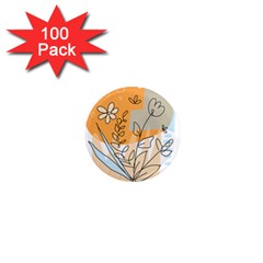 Doodle Flower Floral Abstract 1  Mini Magnets (100 Pack)  by Grandong