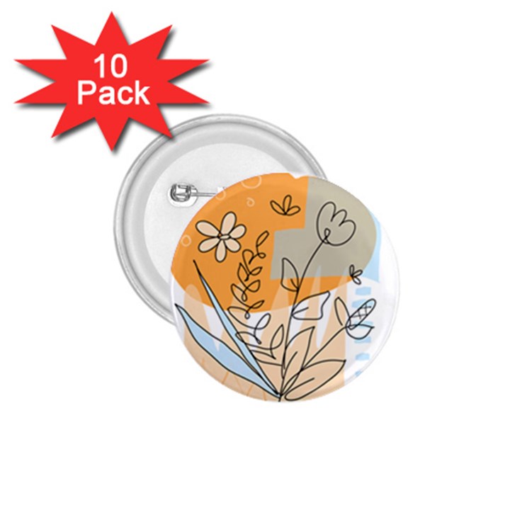 Doodle Flower Floral Abstract 1.75  Buttons (10 pack)