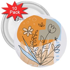 Doodle Flower Floral Abstract 3  Buttons (10 Pack)  by Grandong