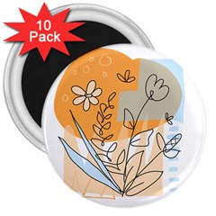 Doodle Flower Floral Abstract 3  Magnets (10 Pack)  by Grandong