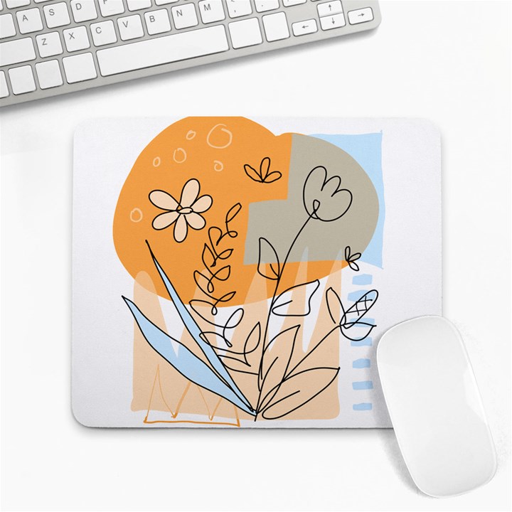 Doodle Flower Floral Abstract Large Mousepad