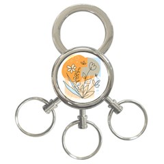 Doodle Flower Floral Abstract 3-ring Key Chain by Grandong