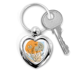 Doodle Flower Floral Abstract Key Chain (heart) by Grandong