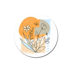 Doodle Flower Floral Abstract Magnet 3  (round) by Grandong