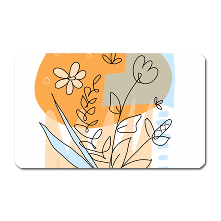 Doodle Flower Floral Abstract Magnet (Rectangular)