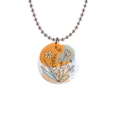 Doodle Flower Floral Abstract 1  Button Necklace by Grandong