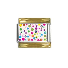 Floral Colorful Background Gold Trim Italian Charm (9mm) by Grandong