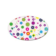 Floral Colorful Background Sticker Oval (100 Pack)