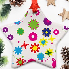 Floral Colorful Background Star Ornament (two Sides) by Grandong