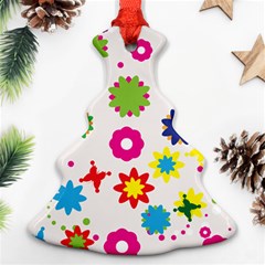 Floral Colorful Background Christmas Tree Ornament (two Sides) by Grandong