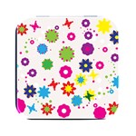 Floral Colorful Background Square Metal Box (Black) Front