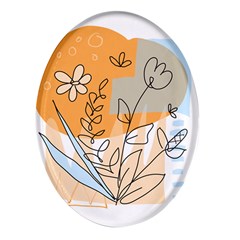 Doodle Flower Floral Abstract Oval Glass Fridge Magnet (4 Pack) by Grandong