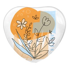 Doodle Flower Floral Abstract Heart Glass Fridge Magnet (4 Pack) by Grandong