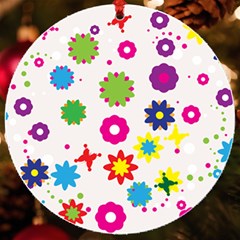 Floral Colorful Background Uv Print Acrylic Ornament Round by Grandong