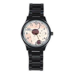 Red Brochure Flyer Poster Music Stainless Steel Round Watch by Grandong