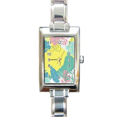 Plants Eaves Border Frame Rectangle Italian Charm Watch