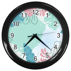 Plants Leaves Border Frame Wall Clock (black) by Grandong