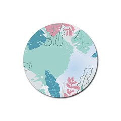 Plants Leaves Border Frame Rubber Coaster (round) by Grandong