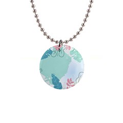 Plants Leaves Border Frame 1  Button Necklace by Grandong