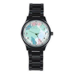 Plants Leaves Border Frame Stainless Steel Round Watch by Grandong