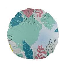 Plants Leaves Border Frame Standard 15  Premium Flano Round Cushions by Grandong