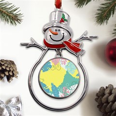 Plants Eaves Border Frame Metal Snowman Ornament by Grandong