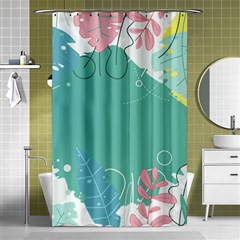 Plant Leaves Border Frame Shower Curtain 48  X 72  (small)  by Grandong