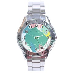 Plant Leaves Border Frame Stainless Steel Analogue Watch by Grandong