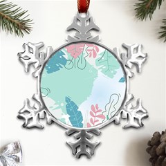 Plants Leaves Border Frame Metal Small Snowflake Ornament by Grandong