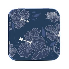 Flowers Petals Leaves Foliage Square Metal Box (black)