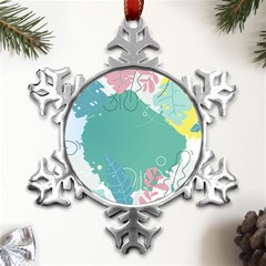 Plant Leaves Border Frame Metal Small Snowflake Ornament by Grandong