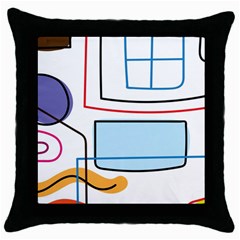 Sketch Line Art Doodles Design Throw Pillow Case (black) by Grandong