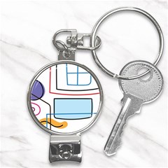 Sketch Line Art Doodles Design Nail Clippers Key Chain by Grandong