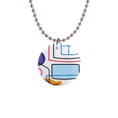 Sketch Line Art Doodles Design 1  Button Necklace by Grandong