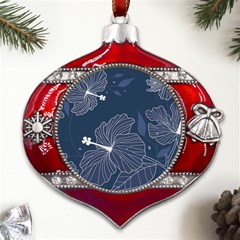 Flowers Petals Leaves Foliage Metal Snowflake And Bell Red Ornament by Grandong