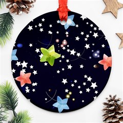 Abstract Eart Cover Blue Gift Round Ornament (two Sides) by Grandong