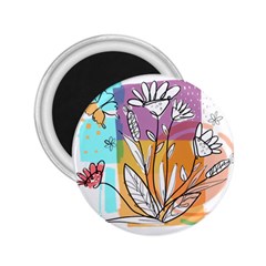 Flower Leaves Foliage Grass Doodle 2 25  Magnets by Grandong