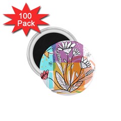 Flower Leaves Foliage Grass Doodle 1 75  Magnets (100 Pack)  by Grandong