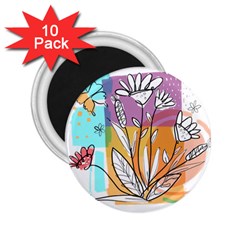 Flower Leaves Foliage Grass Doodle 2 25  Magnets (10 Pack)  by Grandong