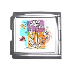 Flower Leaves Foliage Grass Doodle Mega Link Italian Charm (18mm) by Grandong