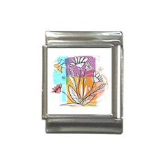 Flower Leaves Foliage Grass Doodle Italian Charm (13mm) by Grandong