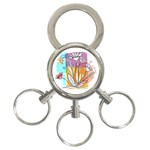 Flower Leaves Foliage Grass Doodle 3-Ring Key Chain Front