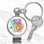 Flower Leaves Foliage Grass Doodle Nail Clippers Key Chain Front